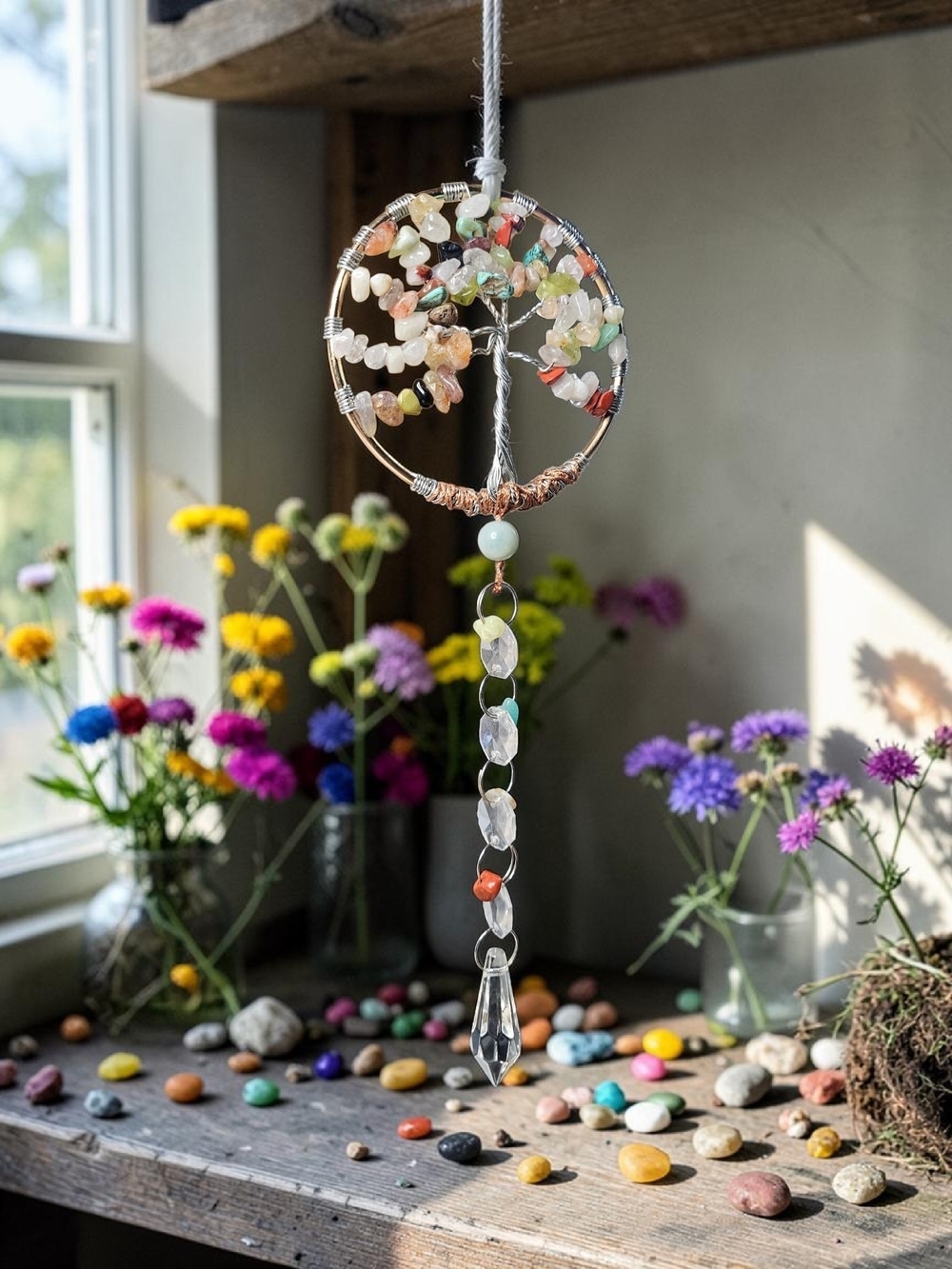 Tree of Life Crystal Suncatcher - Multicolor